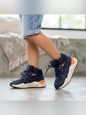 Puma X-Ray Speed Mid WTR Navy/ Orange High Top Sneakers Youth Size US 5.5